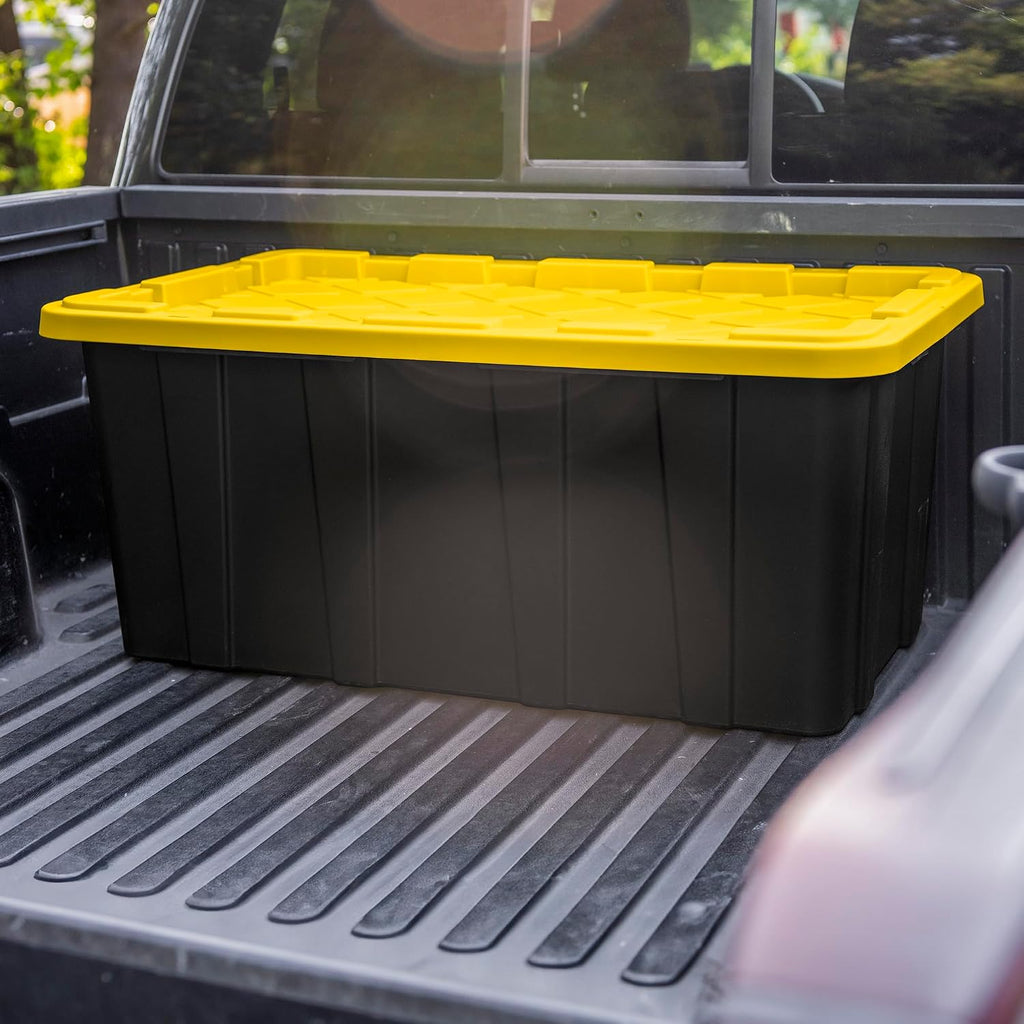 Sterilite Industrial Storage Tote with Lids for Garage, 38 Gallon, 4-Pack