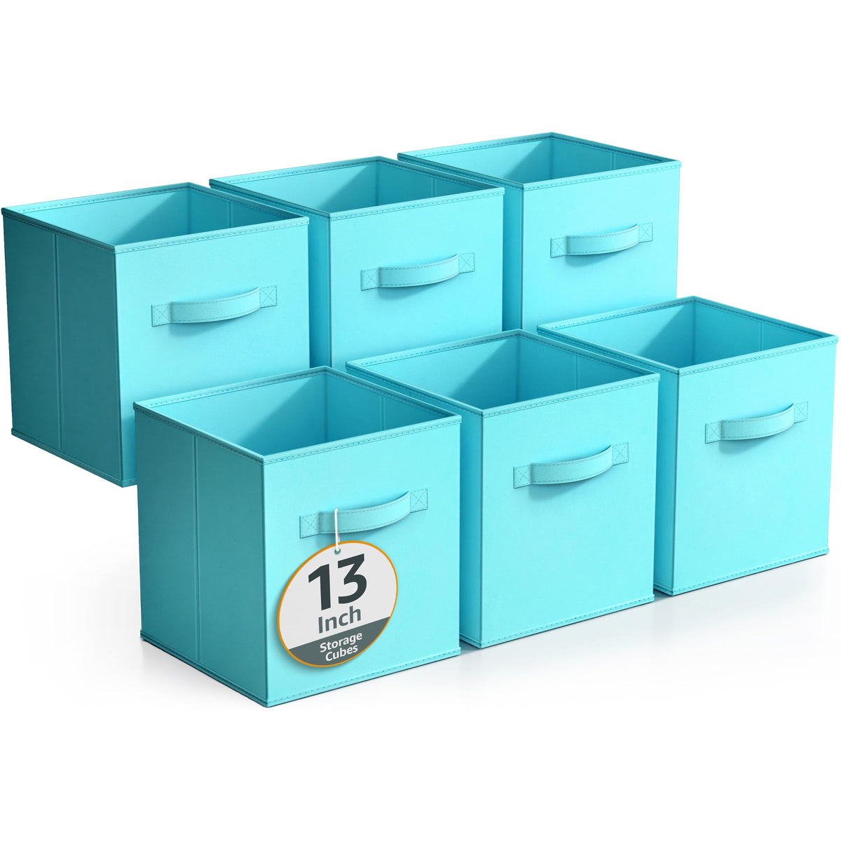 Sorbus Fabric Storage Cubes, 6-Pack Foldable Bins (11 Inch, Dark Green)