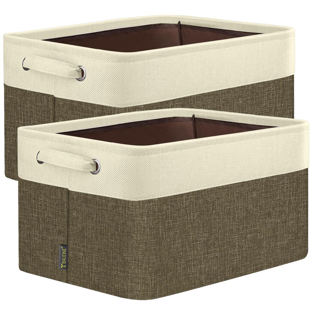 BALEINE 3 Pack Fabric Closet Storage Bins for Shelves, Linen Closet Organizers and Storage, Decorative Baskets for Organizing, Shelf, Clothes, Home, Office (Grey, 15"x11"x9.5")