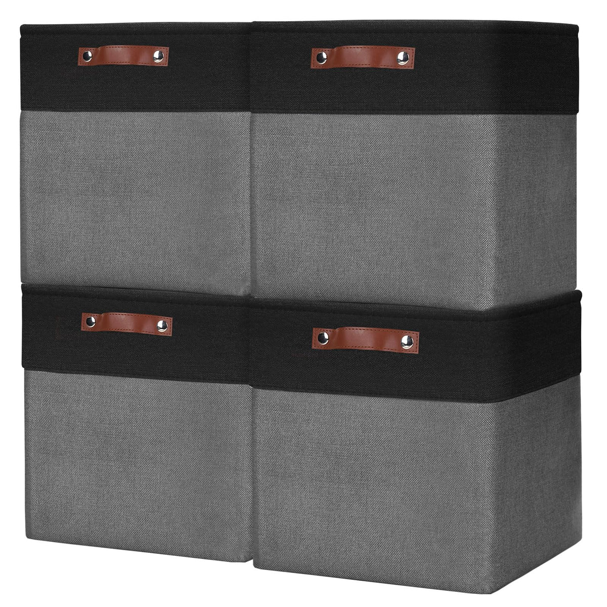 Bagnizer Storage Bins Large Fabric Storage Baskets for Shelves 3 Pack, Decorative Linen Closet Baskets with Handles for Organizing, Shelf, Clothes, Home, Office, 15x11x9.5Inches (Grey&White)