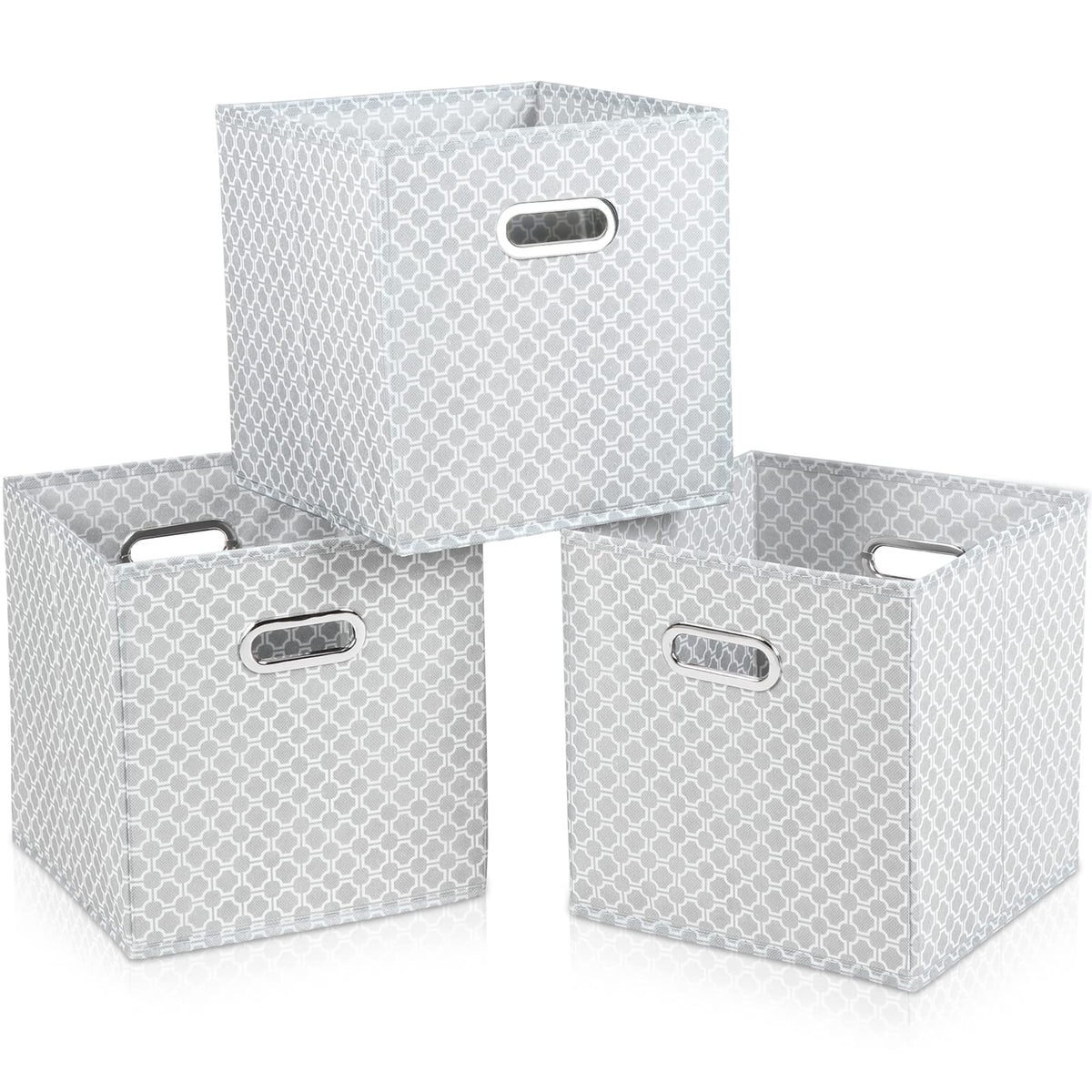 Fabric Cloth Storage Bins,Cube Organizer with Dual Handles Foldable Baskets for Home Bedroom,Set of 3, Black