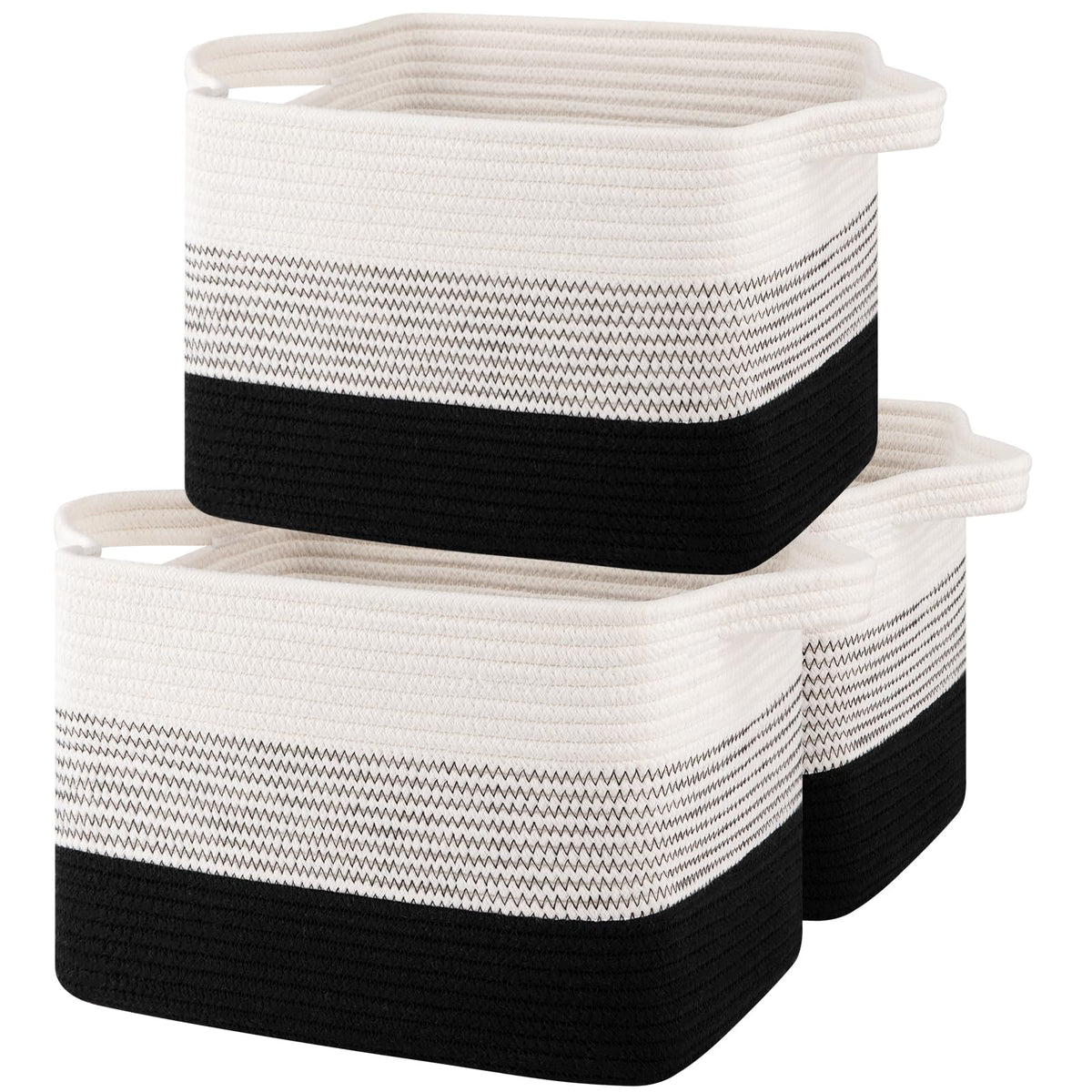 OIASKET Storage Baskets for Organizing, Woven Baskets for Shelves, Rectangle Decorative Organizer for Storage Clothes, Toy, Books, Towels Nursery Bins 3 Pack (Gradient Yellow, 13"x9.85"x8.7")