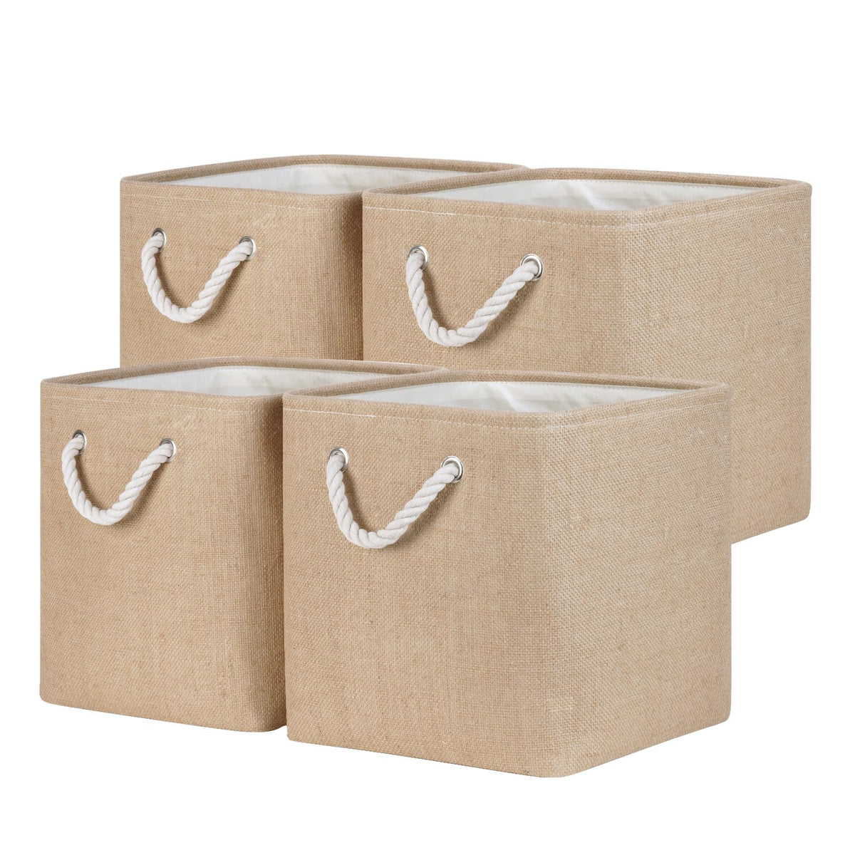 Temary Cube Storage Baskets for Shelves 12 Inch Storage Cubes 4pack Fabric Storage Baskets for Organizing Clothes, Closet Basket with Rope Handles for Home (White&Green)