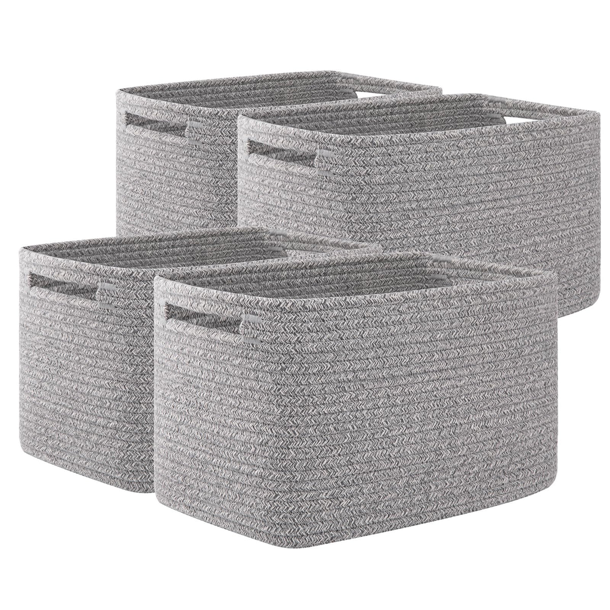 OIAHOMY 4 Pack Storage Baskets for Organizing 15L Cube Storage Bins Brown