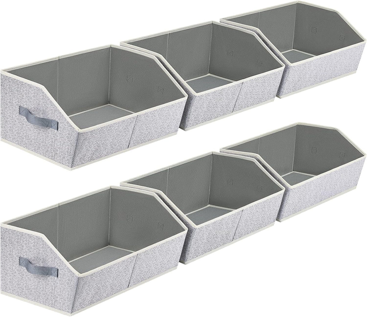 Homsorout Closet Organizers Bins 6 Packs - Large Closet Shelf Organizer with Handles, Fabric Trapezoid Storage Bins, Collapsible Storage Cubes for Clothes, Towels, Light Gray