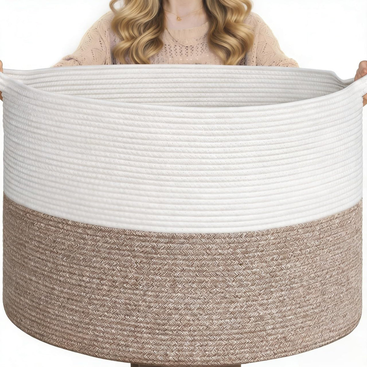 Goodpick Woven Rope Basket for Blankets Fit Nursery & Living Room, 45L