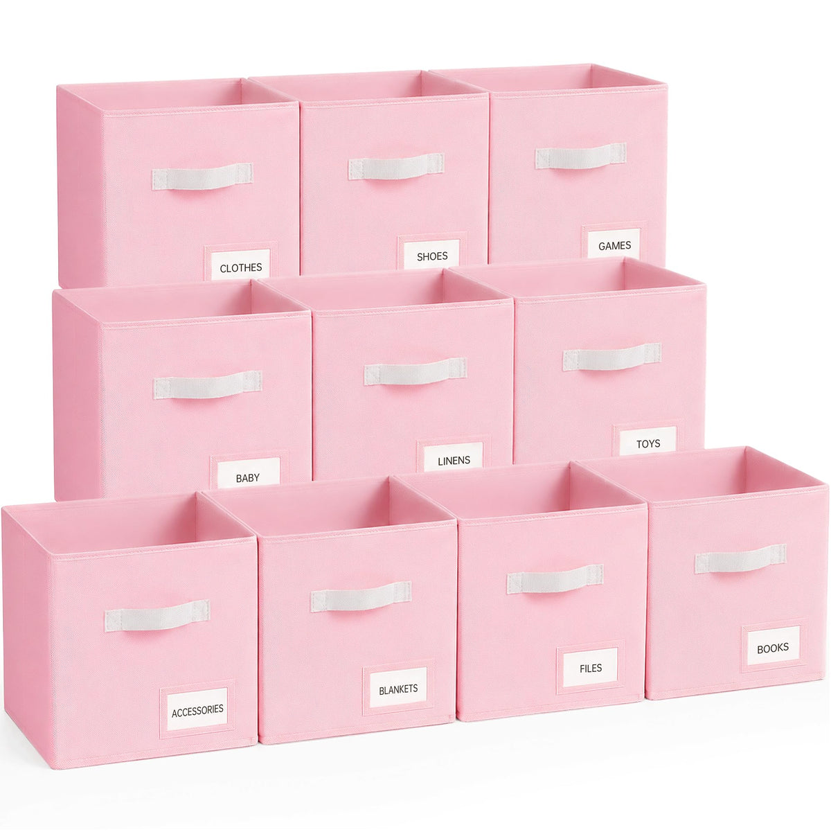Storage Cubes 8 Pack, 11 Inch Fabric Storage Cubes Organizer Bins with Labels, Odor-Free & Sturdy PP Structure, Cubby Baskets for Closet, Shelves, Toys & Nursery (Beige)