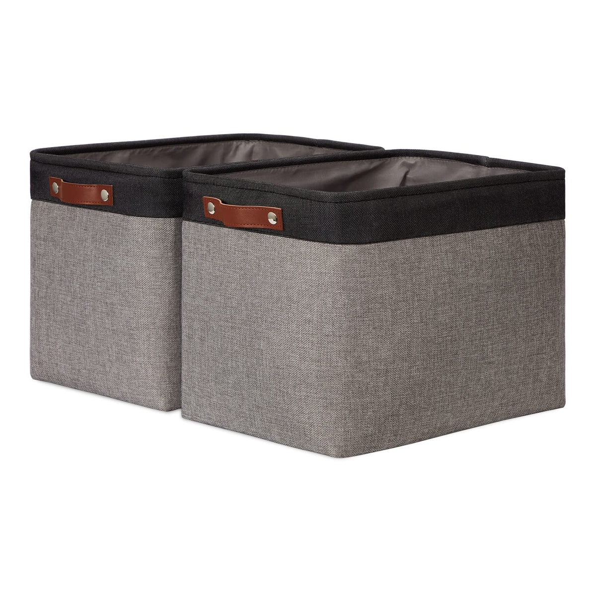 DULLEMELO Extra Large Storage Baskets, Fabric Storage Bins for Organizing Shelves Nursery Toys Books, Closet Baskets and Bins with Handles, Black&Grey, 2-Pack