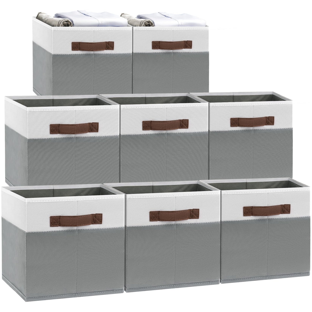 JTIEO 4 Pack Fabric Storage Bins, 15"x11" Large Closet Storage Baskets for Shelves, Cube Canvas Storage Bins for Shelves, Collapsible Linen Closet Organizers and Storage for Organizing Clothes, Toys