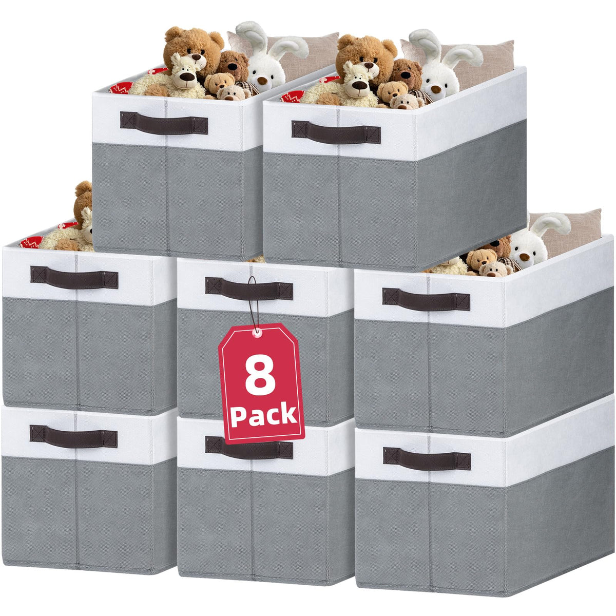 Criusia Large Storage Baskets 8 Pack Versatile Fabric Storage Bins for Closet Cabinet Wardrobe Nursery Pantry | Nursery Organizer Bins for Baby Diaper Toys Clothes | Housewarming Mothers Day Gift