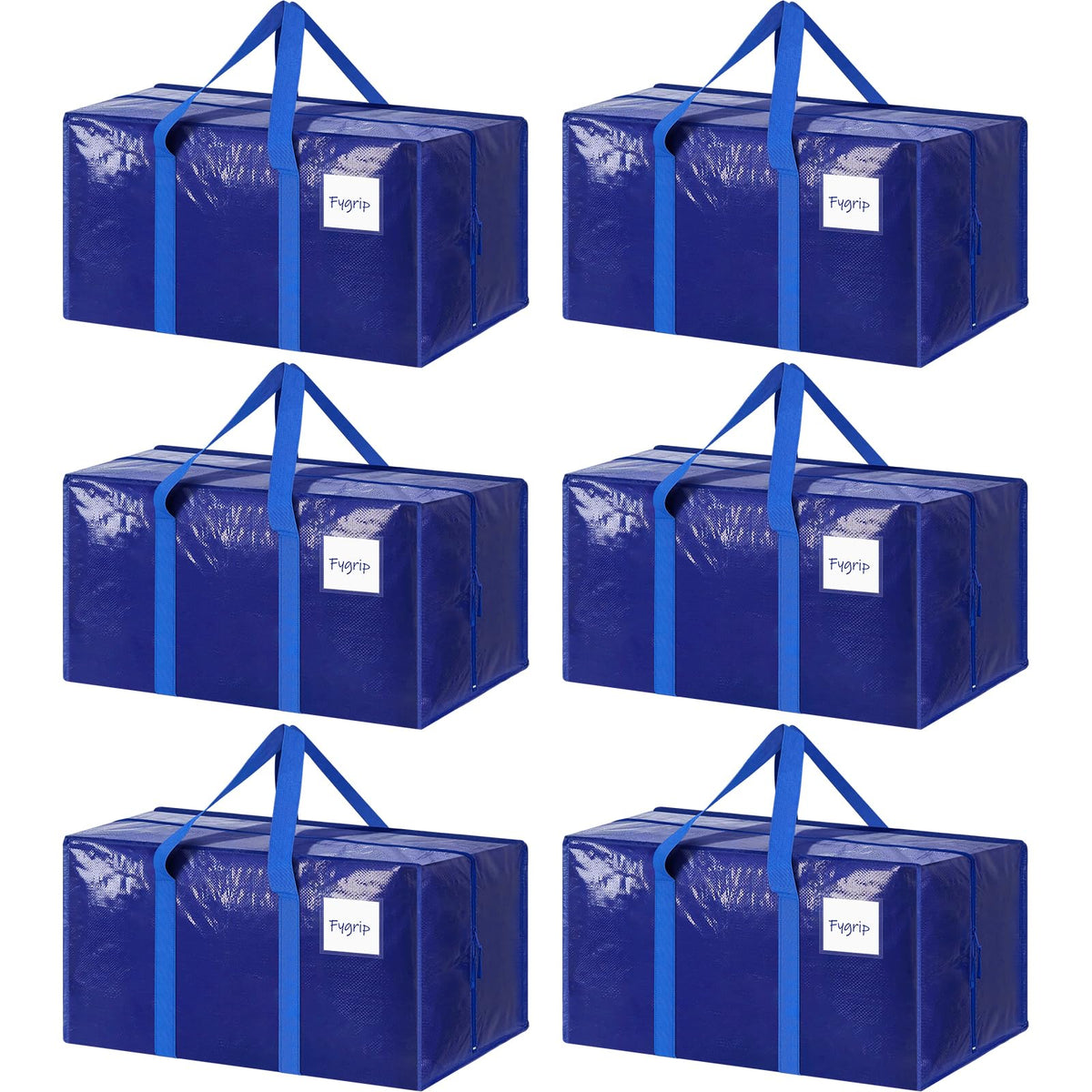 6 Pack Extra Heavy Duty Large Moving Bags with Strong Zipper, Dark Blue