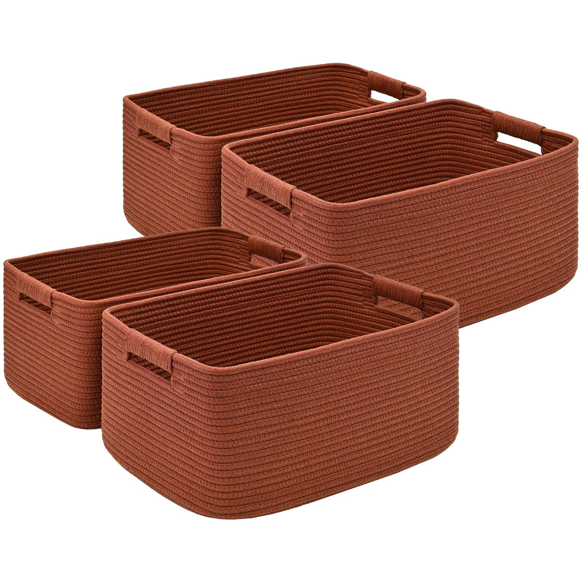 2 Pack Large Storage Basket for Organizing, 17.5"x13"x7" Woven Basket for Shelves, Closet Cube Storage Bins with Wrapped Handle, Cotton Rope Baskets for Kitchen, Clothes, Toys (Natural)