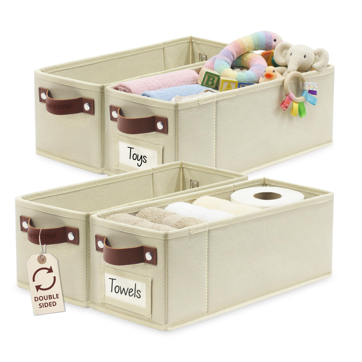 DECOMOMO Storage Bins, Cube Storage Bin with Labels
