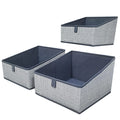 3 Packs Closet Storage Bins - Trapezoid Large Storage Box - Foldable Fabric Baskets for Organizing Clothes - Baby Toiletry, Toys, Towel, DVD, Book (Grey, 20 x 11.2 x 8.3 inches)