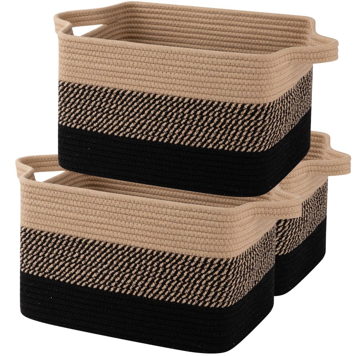 OIAHOMY Cotton Rope Storage Baskets for Organizing Gradient Yellow 3-Pack