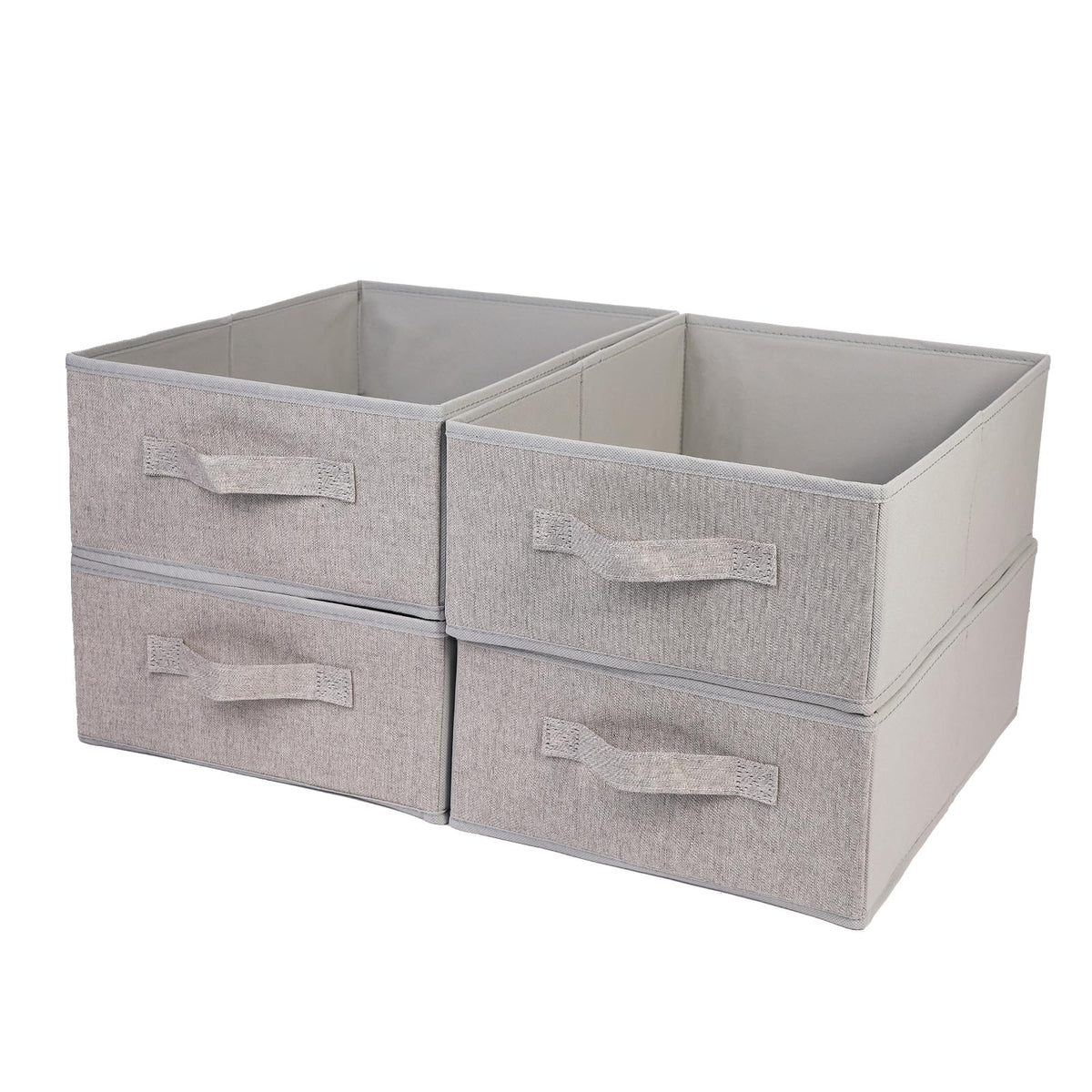 Clothings Collapsible Storage Bins, Foldable Drawer Organizers Closet Storage Baskets Cube Storage Bin for Bedroom Living Room (4 Pack, Grey, 15.4x11.4x5.5inch)