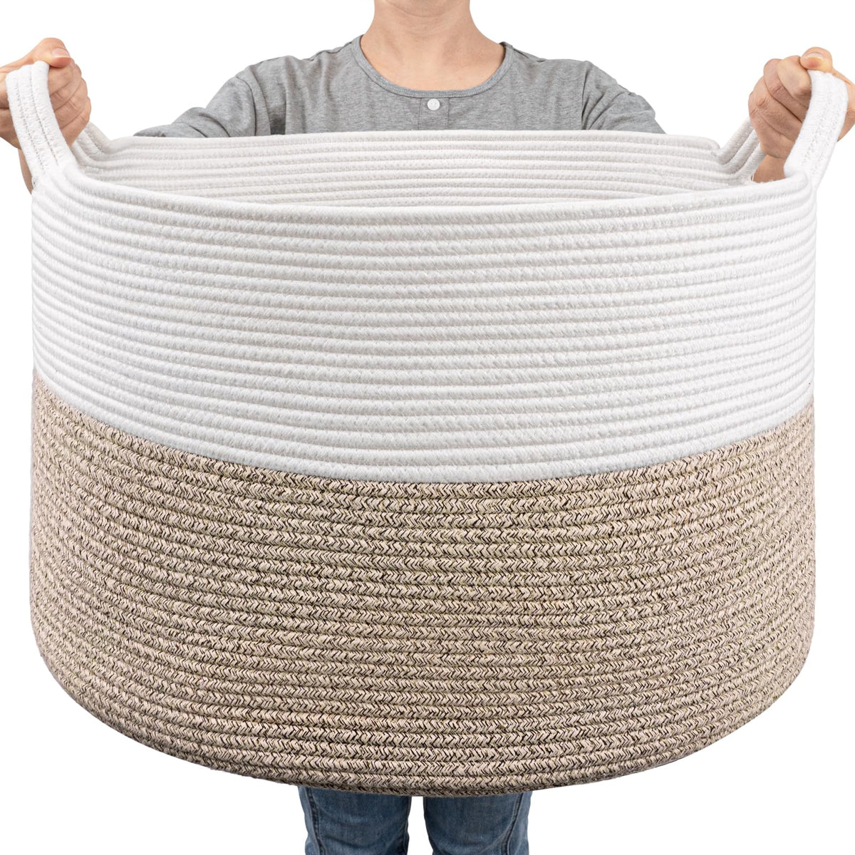 Goodpick Woven Rope Basket for Blankets Fit Nursery & Living Room, 45L