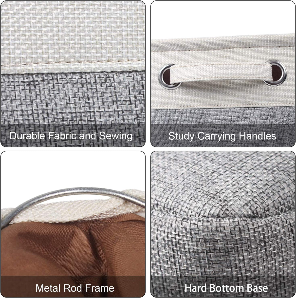 Foldable Storage Bin Collapsible Basket 12" x 10" x 9.5" Cube Storage Organizer Bins with Dual Carry Handles for Home Closet Shelves Drawers Organizer, Set of 3, Grey