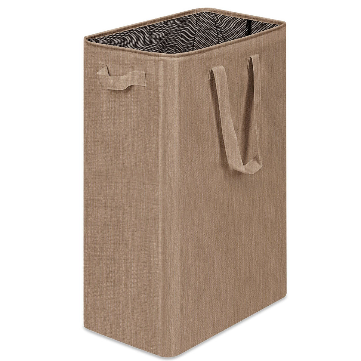 efluky Slim Laundry Basket, Narrow Laundry Hamper with Handles, Collapsible Dirty Clothes Hamper, Tall Laundry Bin for Laundry Room, Dorm and Bedroom, 12.7 Gallons(48L) Beige