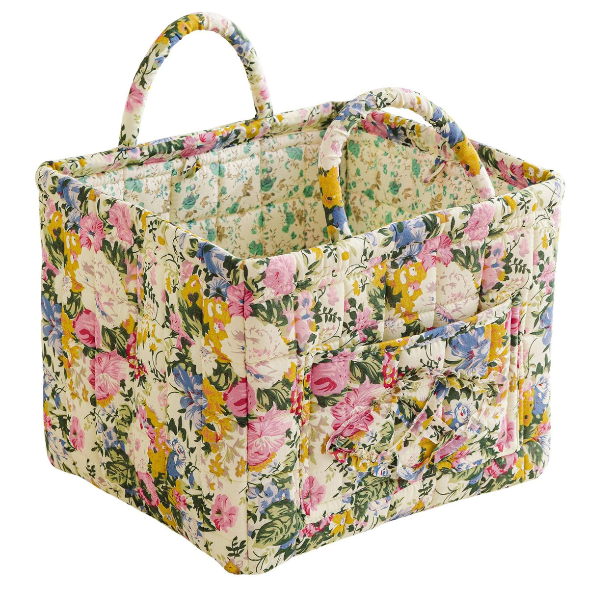 vctops Boho Fabric Quilted Storage Basket for Organizing, Basket Organizer Gift Baskets with Handles, Storage Bins for Toys, Books, Towels, and Clothes, Collapsible Fabric(Pattern F,13"x10.6"x10")