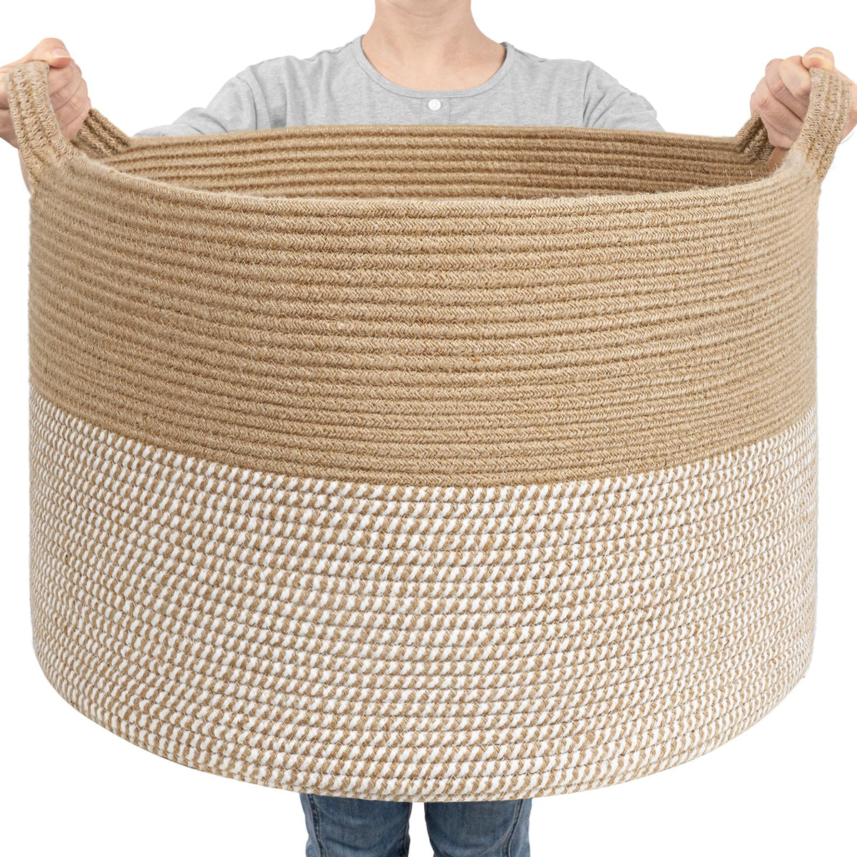 Goodpick Woven Rope Basket for Blankets Fit Nursery & Living Room, 45L