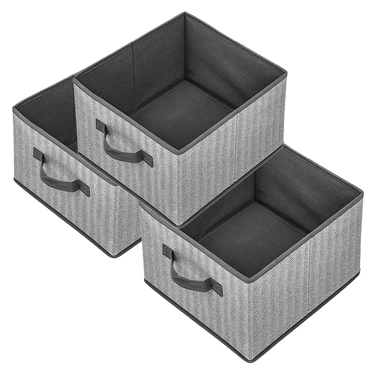 Storage Baskets, 11-Inch Woven Fabric Bins, Storage Cubes with Reinforced Handles, Organizer Bins for Closet Shelves, Foldable, for Toys, Clothes, Natural Beige (3PCS/Beige-11*11*7.8inch)