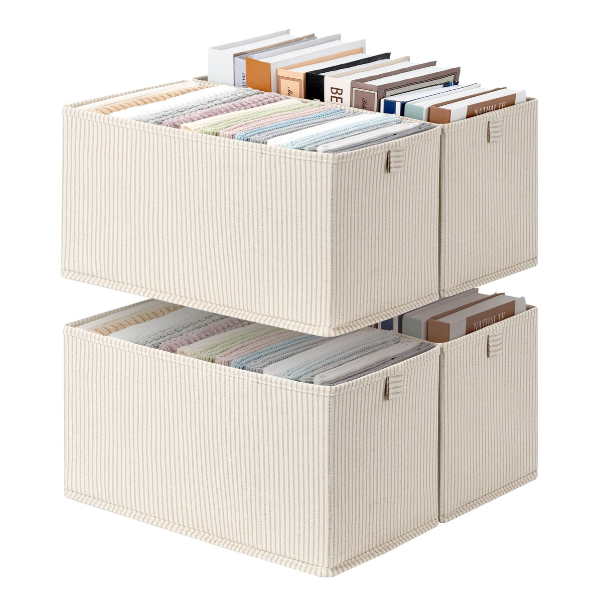 StorageWorks Narrow Closet Baskets, 6¼"Lx14¾Wx8¼H, 4-Pack, Brown&Beige