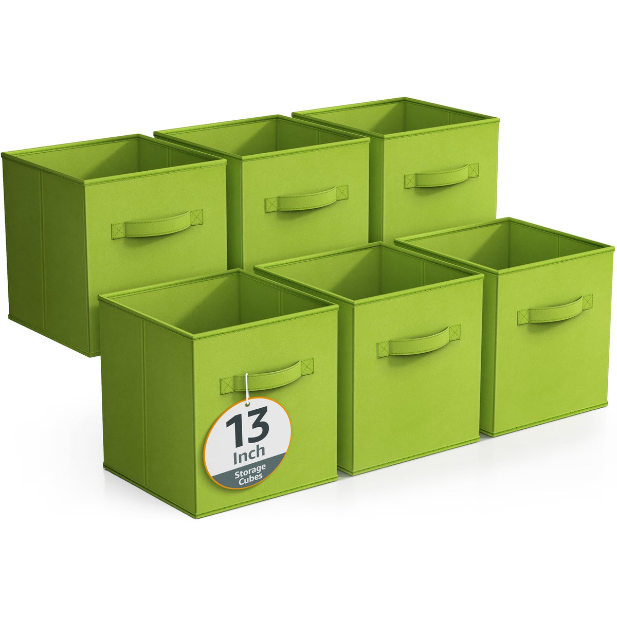 Sorbus Fabric Storage Cubes, 6-Pack Foldable Bins (11 Inch, Dark Green)