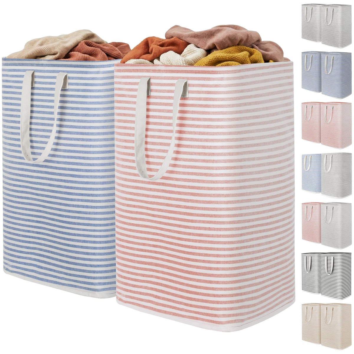 Lifewit 80L Large Laundry Baskets, 2 Pack, Reinforced Handles, Grey
