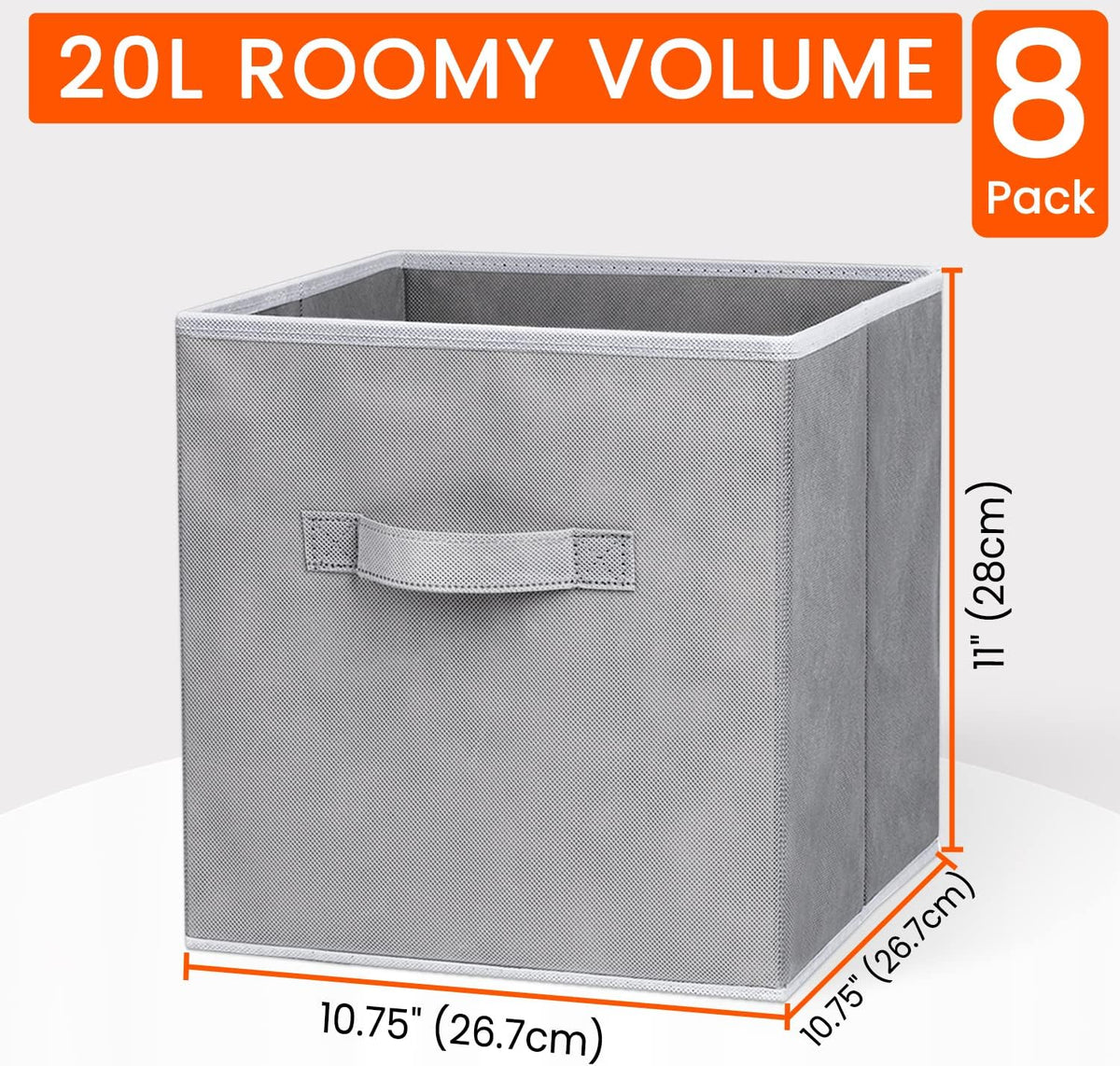 Criusia Storage Cubes - 11 Inch Heavy Duty Fabric Closet Bins for Shelves, Cube Organizer - 8 Pack Collapsible Decorative Storage Bins Baskets for Organizing Clothes Blankets Toys (Grey)
