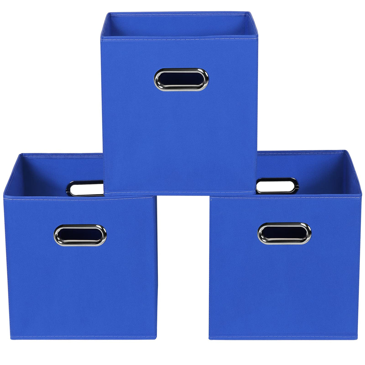 Yunkeeeper storage bins Cubes, Fabric Cube Organizer with Handle, Foldable Cube Bins for Cloth or Accessary Storage, 11x11x11, Set of 3,(Gray)