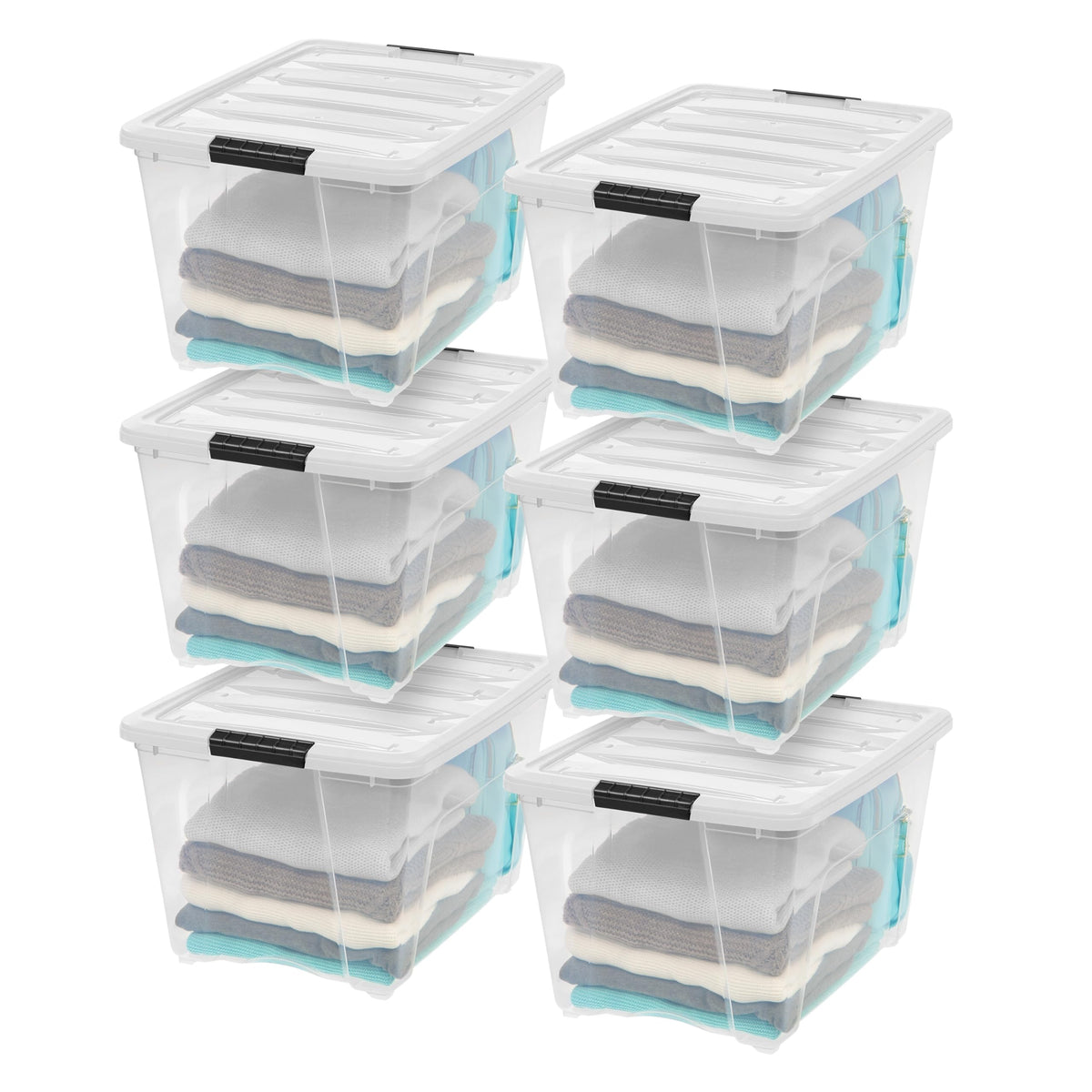 IRIS USA 6-Pack 72 Quart Storage Bins with Lids, Clear