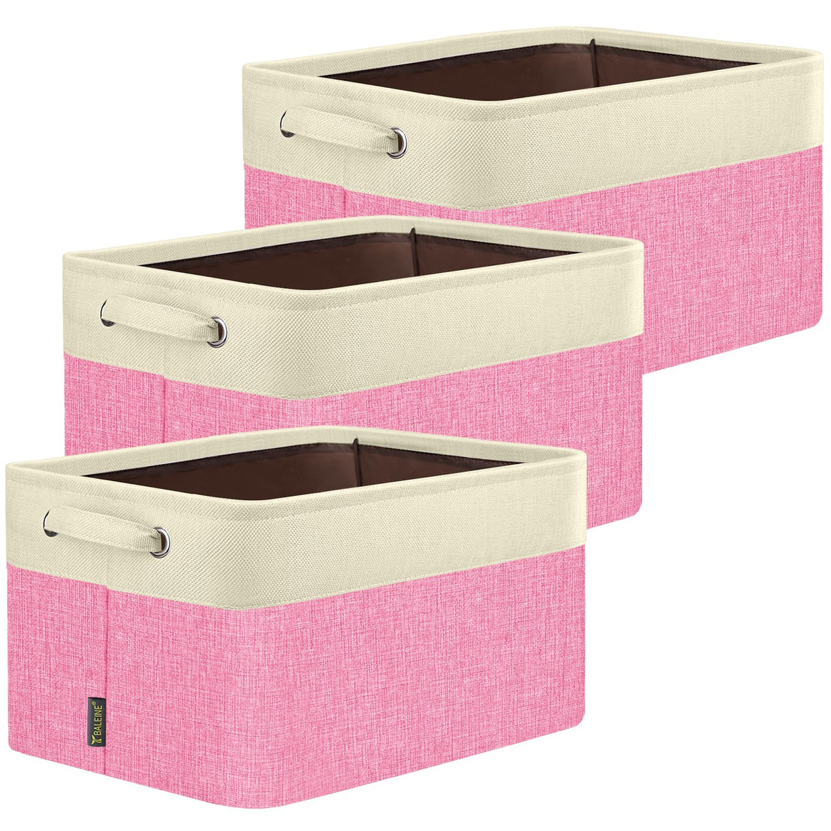 BALEINE 3 Pack Fabric Closet Storage Bins for Shelves, Linen Closet Organizers and Storage, Decorative Baskets for Organizing, Shelf, Clothes, Home, Office (Grey, 15"x11"x9.5")