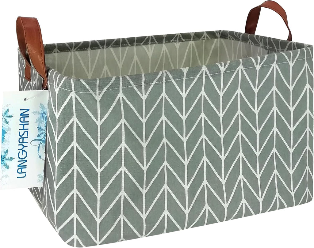 Rectangular Collapsible Grey Point Storage Basket Nursery Organizer