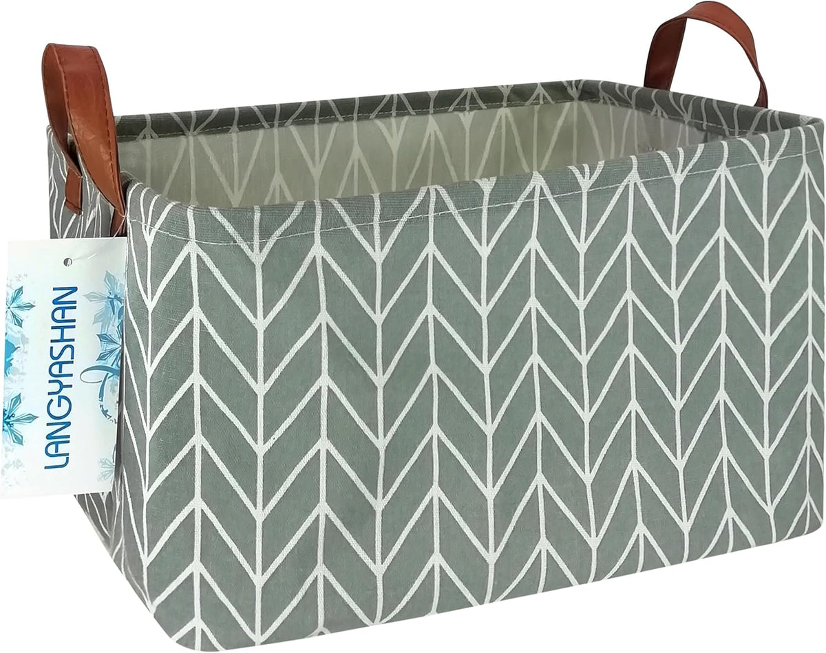 Rectangular Collapsible Grey Point Storage Basket Nursery Organizer