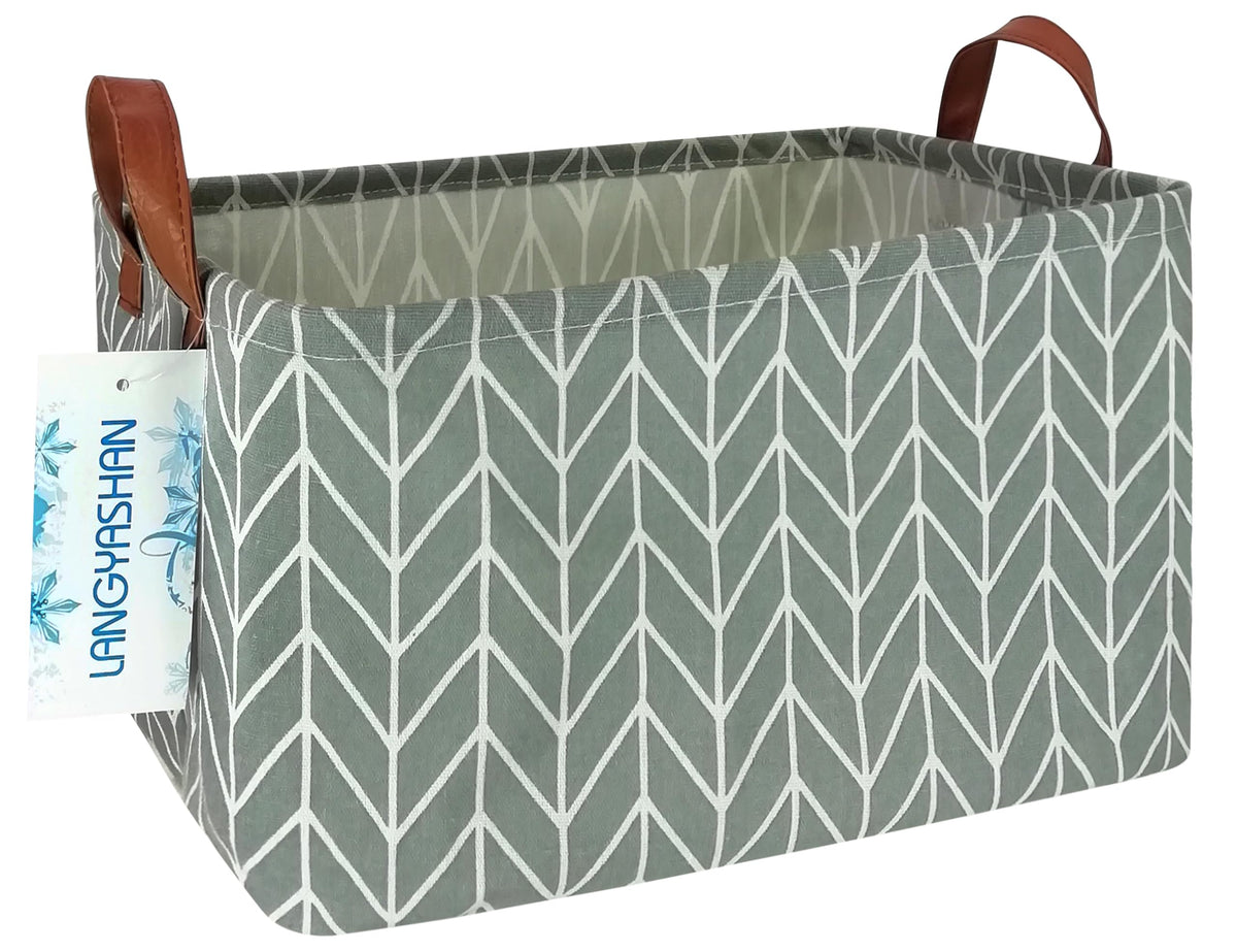 Rectangular Collapsible Grey Point Storage Basket Nursery Organizer
