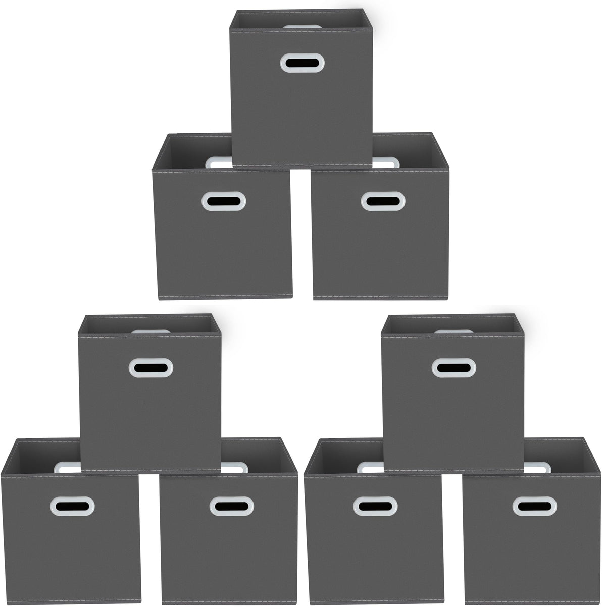 Yunkeeeper storage bins Cubes, Fabric Cube Organizer with Handle, Foldable Cube Bins for Cloth or Accessary Storage, 11x11x11, Set of 3,(Gray)