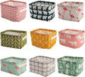 Lawei 9 Pack Mini Canvas Storage Bins - Collapsible Canvas Shelf Basket Nursery Organizer Box with Handles for Nursery Kids Bathroom Home Office