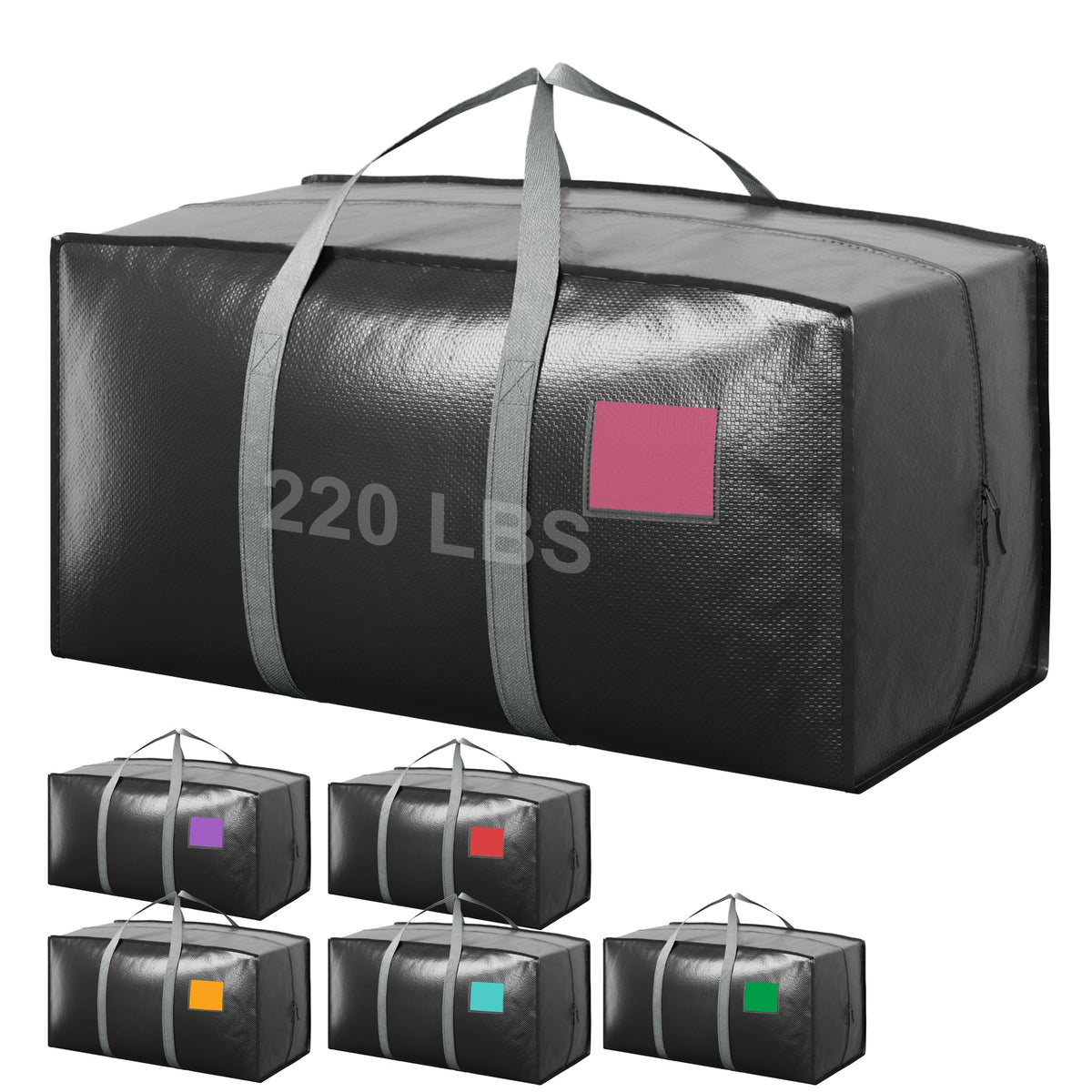 6 Pack Moving Bags Heavy Duty 210GSM with Full-Open Side Zipper, 93L 220lbs Waterproof Foldable Storage Totes for College Dorm Move-In, Moving Boxes Alternative & Home Organization, Blue