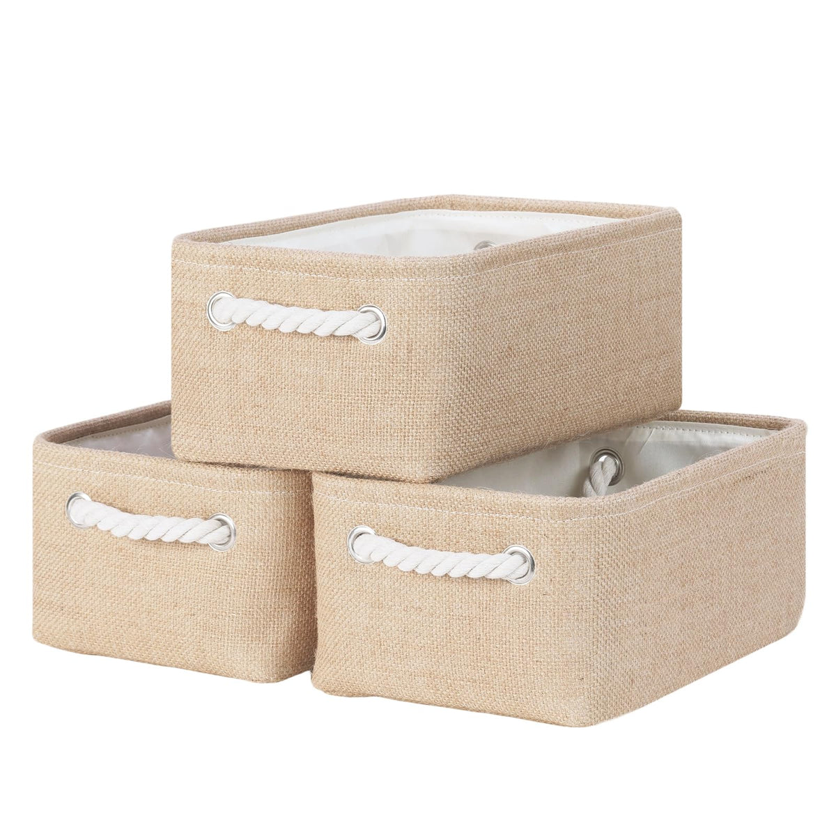 Bidtakay Baskets Set of 3 Storage Baskets for Organizing Large Fabric Storage Bins for Shelves Decorative Canvas Bins Collapsible Empty Baskets for Closet,Nursery,Clothes,Toys,Shoes(White&Grey)