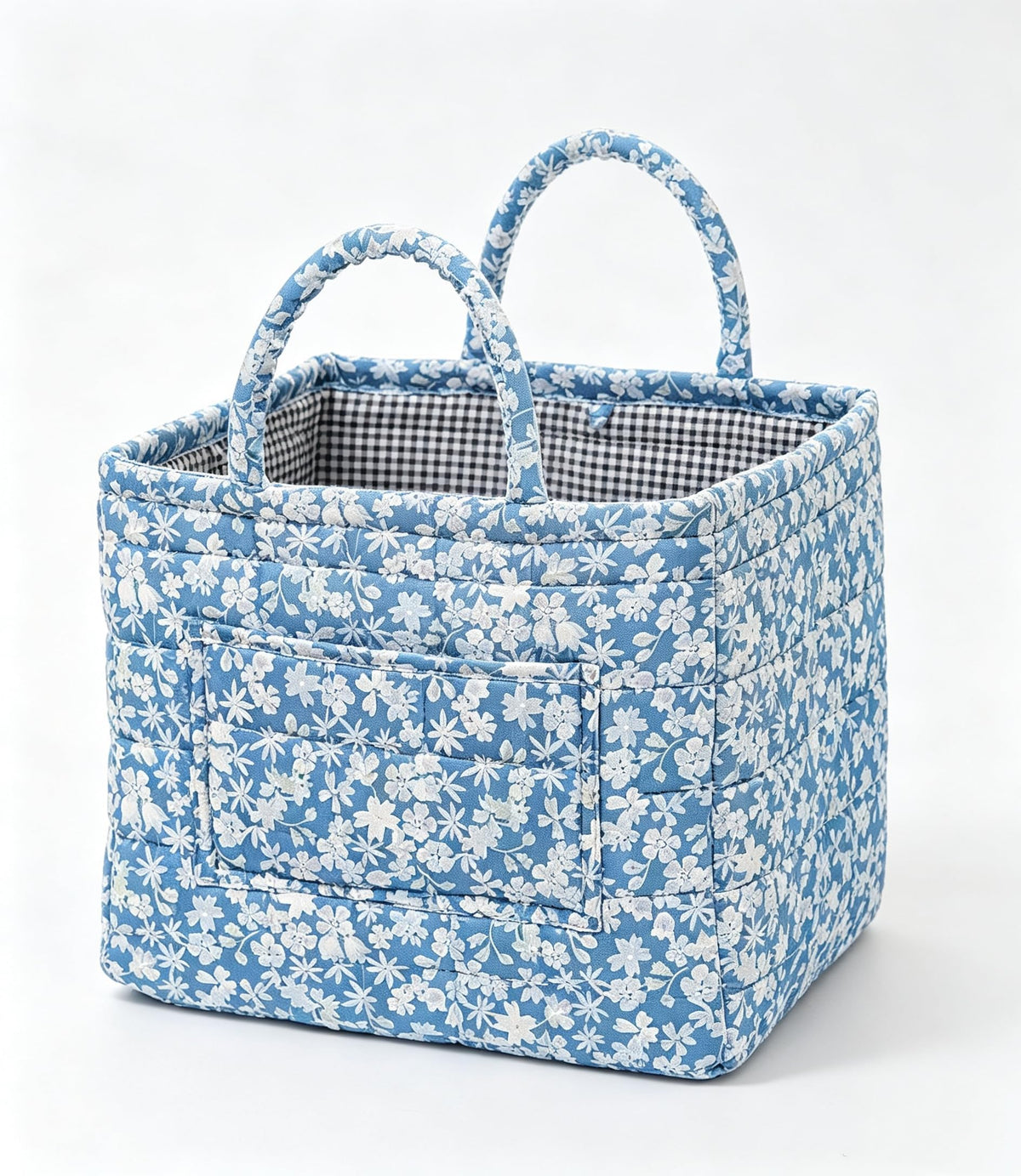 Storage Basket Boho Fabric Large Collapsible Floral Laundry Nursery Hamper Portable Folding Storage for Clothes Toys (Vine-Blue A)