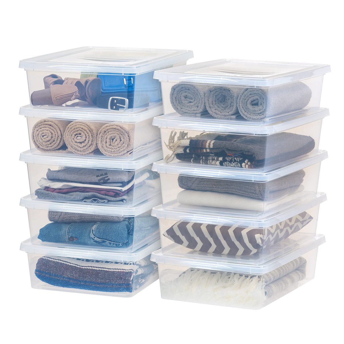 IRIS USA 12-Pack 15 Qt Storage Bins with Lids, Clear, Stackable
