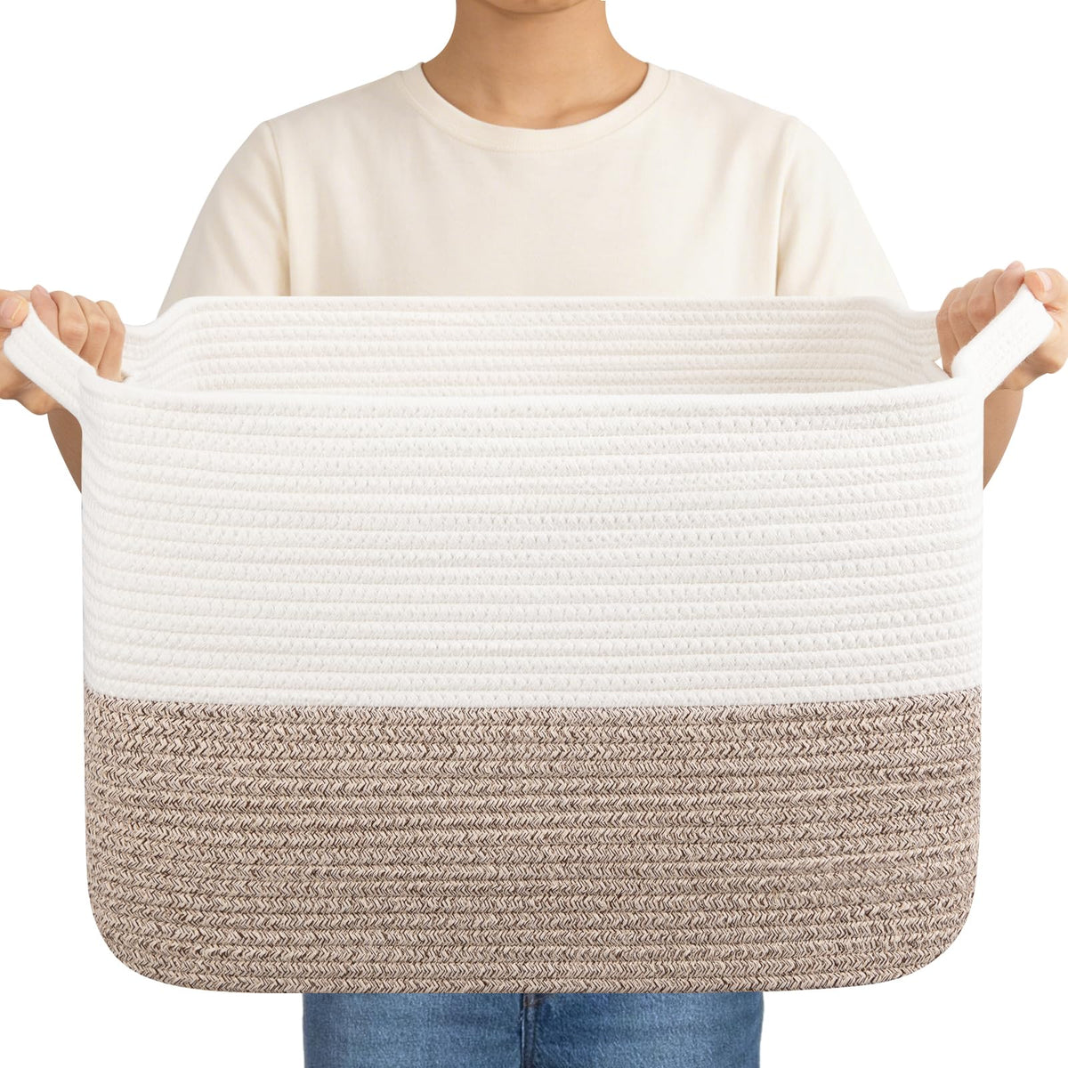 OIAHOMY 30L Woven Storage Basket for Shelves Baskets for Organizing Brown