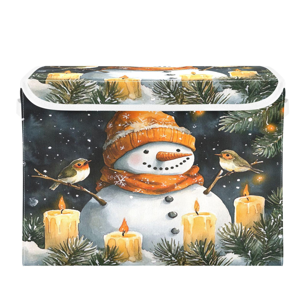 Vintage Colorful Herbs and Wild Flowers Floral Storage Bins with Lids and Carrying Handle,Foldable Storage Boxes Organizer Containers Baskets Cube with Cover for Home Bedroom Closet Office