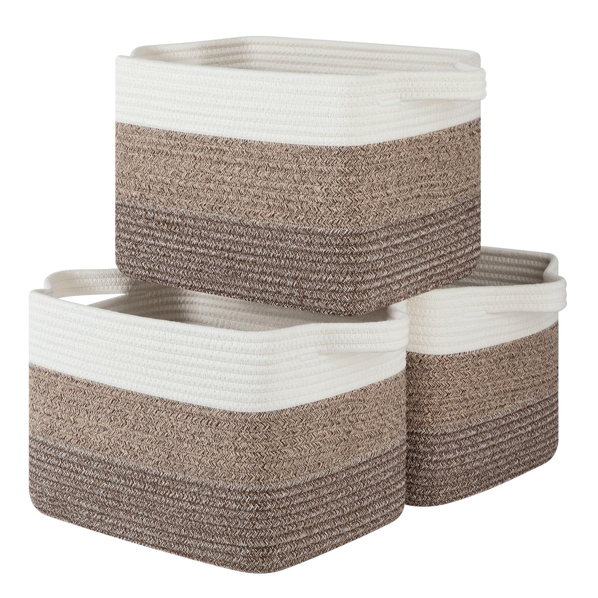 OIASKET Storage Baskets for Organizing, Woven Baskets for Shelves, Rectangle Decorative Organizer for Storage Clothes, Toy, Books, Towels Nursery Bins 3 Pack (Gradient Yellow, 13"x9.85"x8.7")