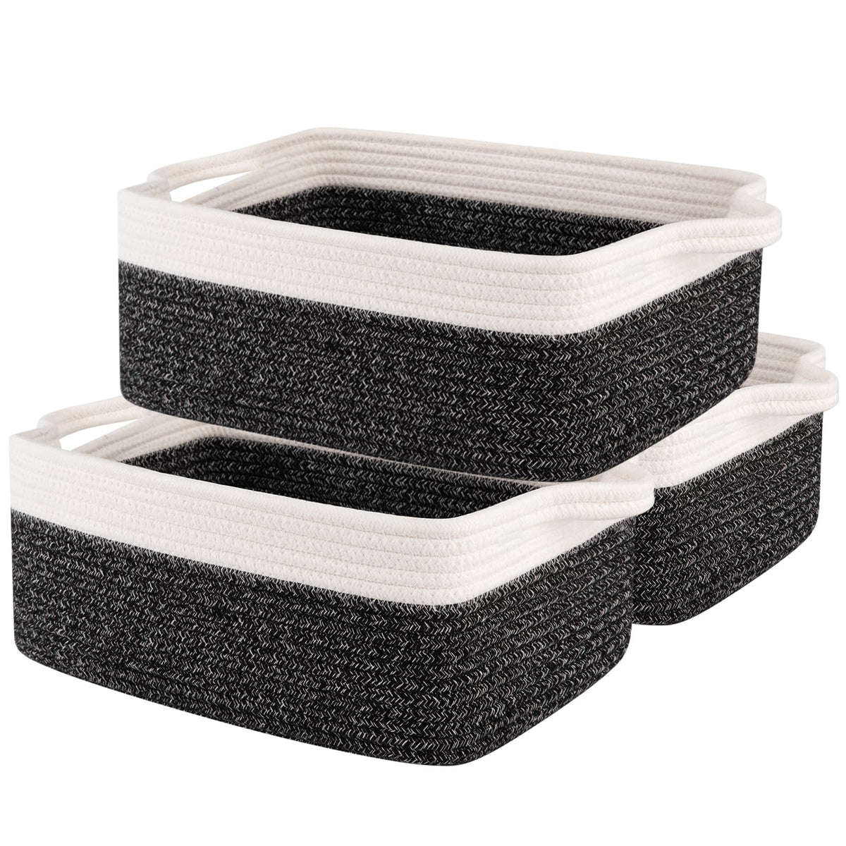 OIAHOMY 3-Pack Storage Basket Organizing Woven Basket for Shelves Brown