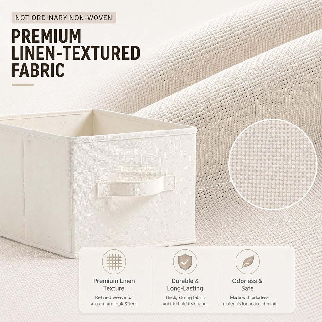 3-Pack Closet Storage Bins, Foldable Fabric Storage Baskets, Beige