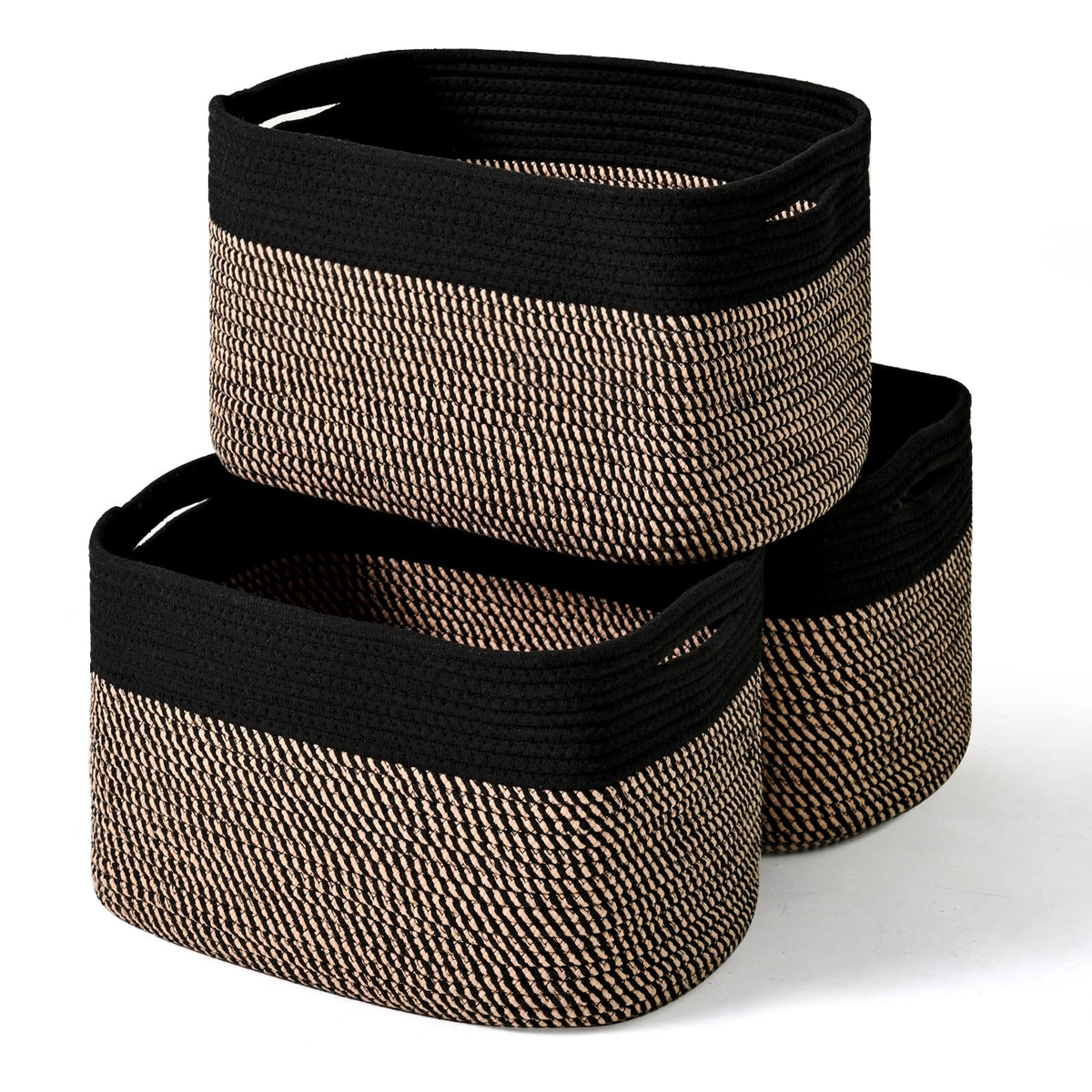 ICERZCZ Storage Baskets for Organizing Shelves 15x11x9.5 Off White 3 Packs