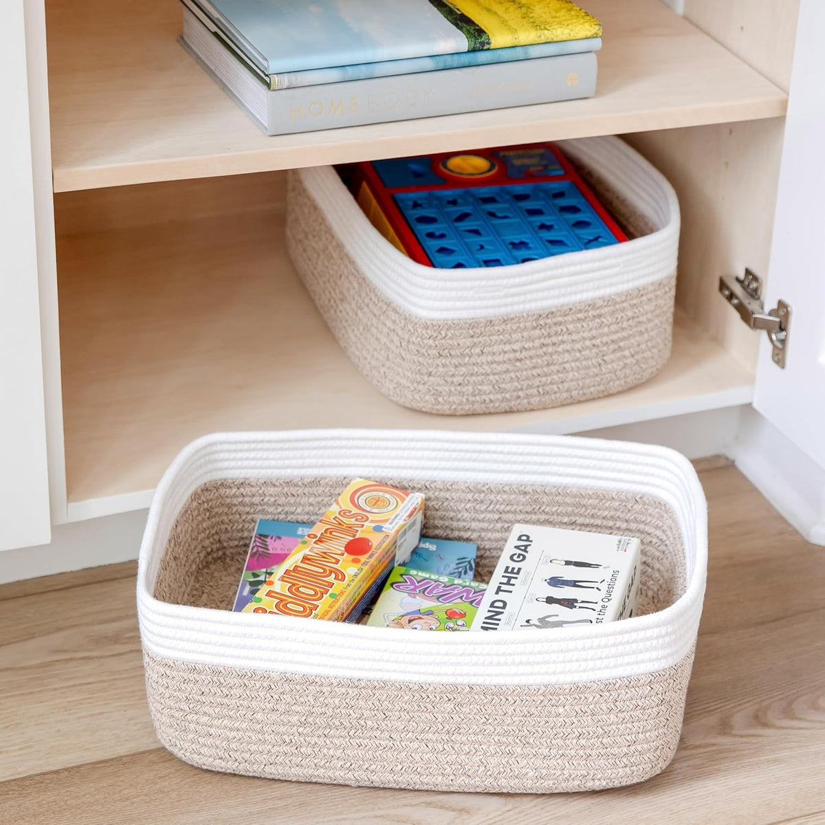 Woven Rope Baskets for Organizing, 3 Pack, 15.5 x 11 x 5.5" Storage Bins