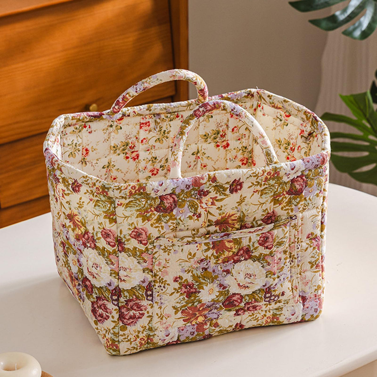 Boho Fabric Storage Basket, Large Capacity Laundry Basket, 12.2'' x 10.23'' x 10.23'' Collapsible Laundry Hamper with Easy Carry Handles (B Multi-Color 1, L)